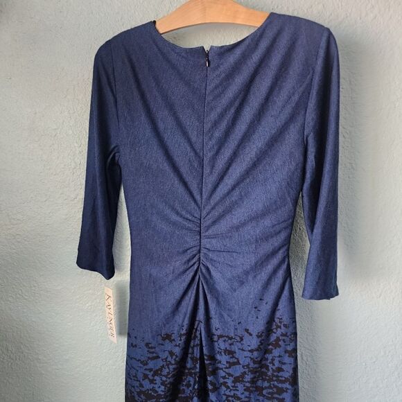 Kay Unger faux wrap ruched side and back midi dress - Picture 8 of 15